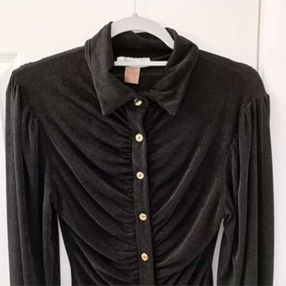 Jasmine By Free People Dress M Black Button-Up Long Sleeve Womens - Picture 4 of 10